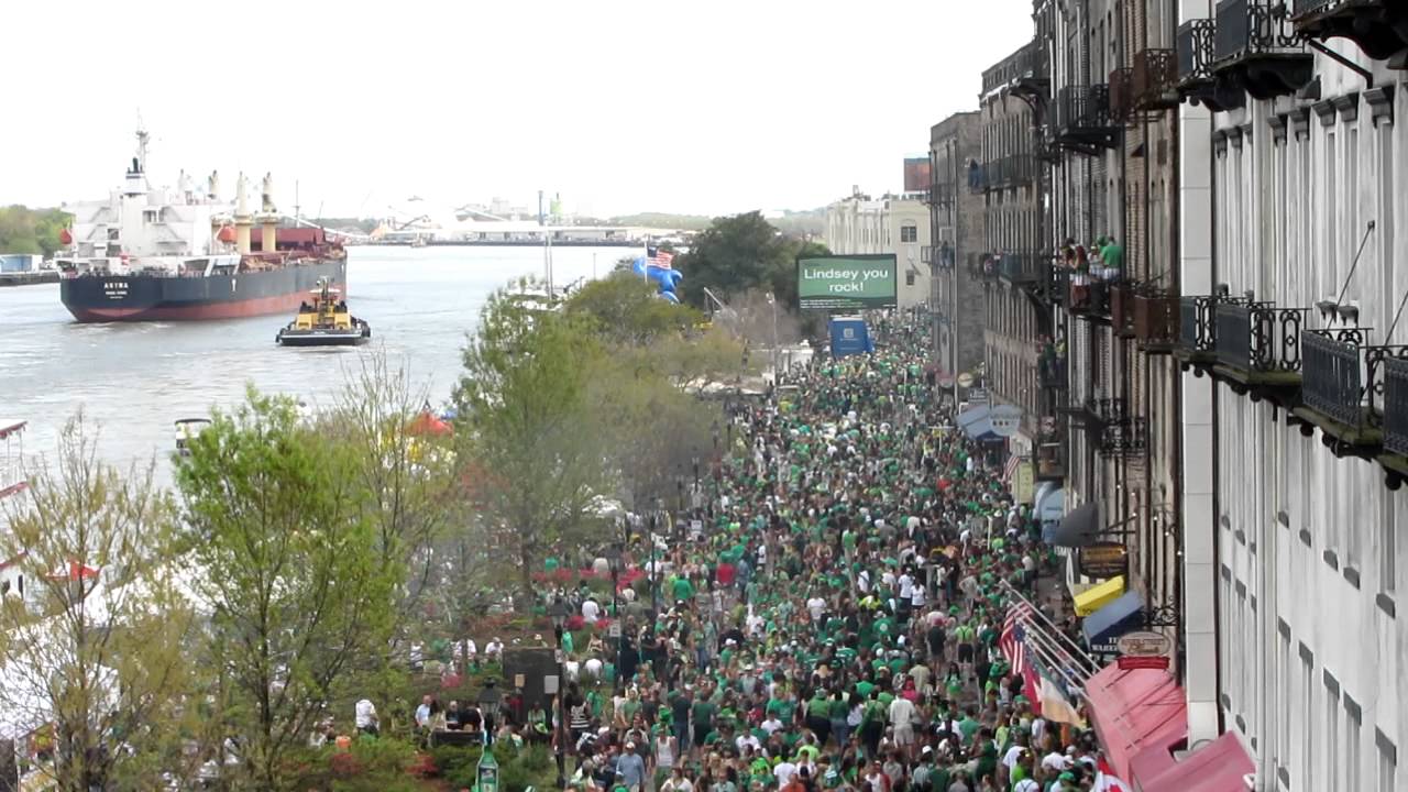 Crowded River Street in Savannah, Georgia